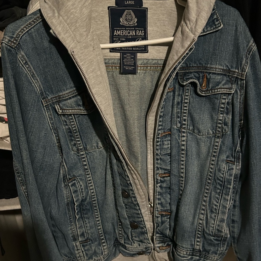 American Rag Blue Denim Jacket with Hoodie